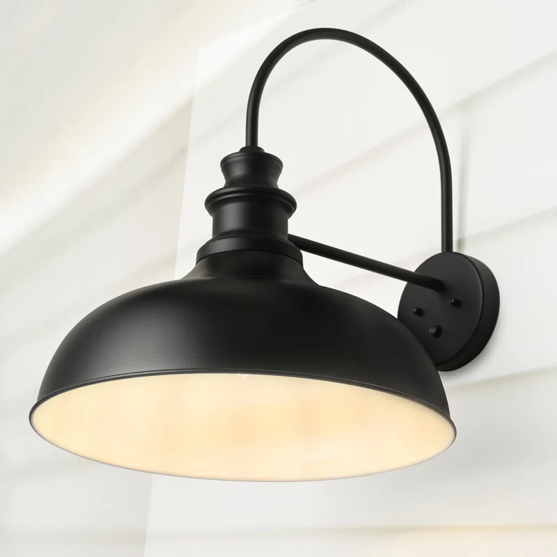 1-Light Classic Farmhouse Black Dusk To Dawn Auto Outdoor Wall Light | Wayfair North America