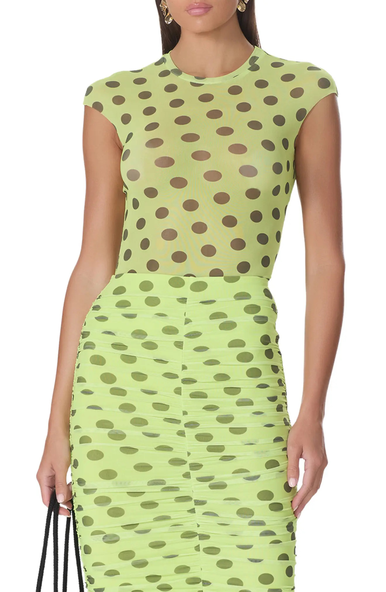 AFRM Nina Crewneck Cap Sleeve Mesh Top (Women) | Nordstrom | Nordstrom