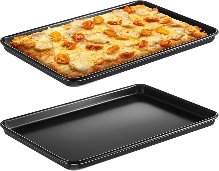 2 Pcs Grandma Style Pizza Pan 17 x 12 x 1 in Hard Rectangular Pizza Pans Non Stick Sicilian Style... | Amazon (US)