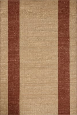 Weatherstaff WTS-02 Natural/Brick Jute Handwoven Striped Area Rug | Rugs Direct