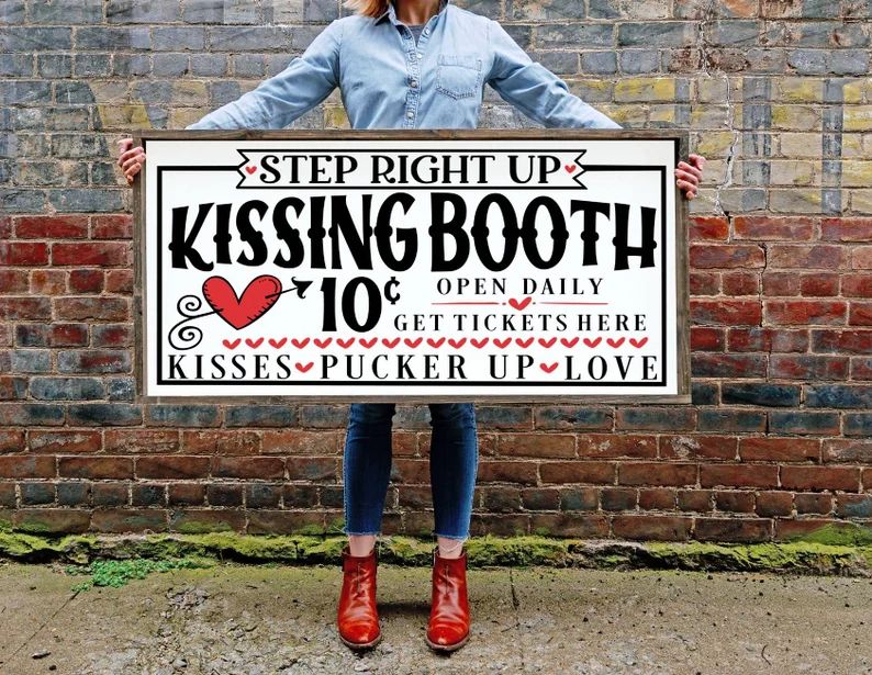 Kissing Booth Rustic Farmhouse Modern Valentines Day Sign Kisses Sign Kisses for Sale Sign Vintag... | Etsy (US)