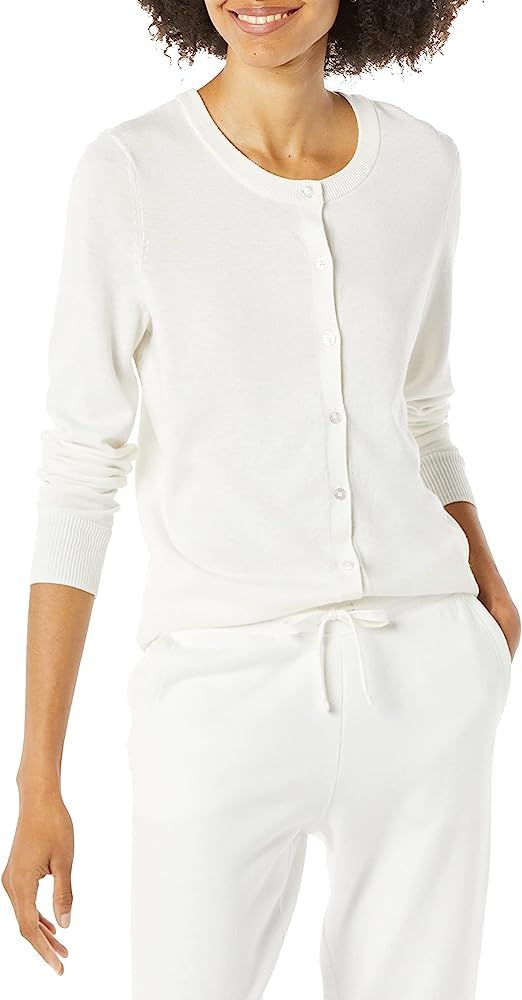 Amazon Essentials Women's Lightweight Crewneck Cardigan Sweater (Available in Plus Size) | Amazon (US)