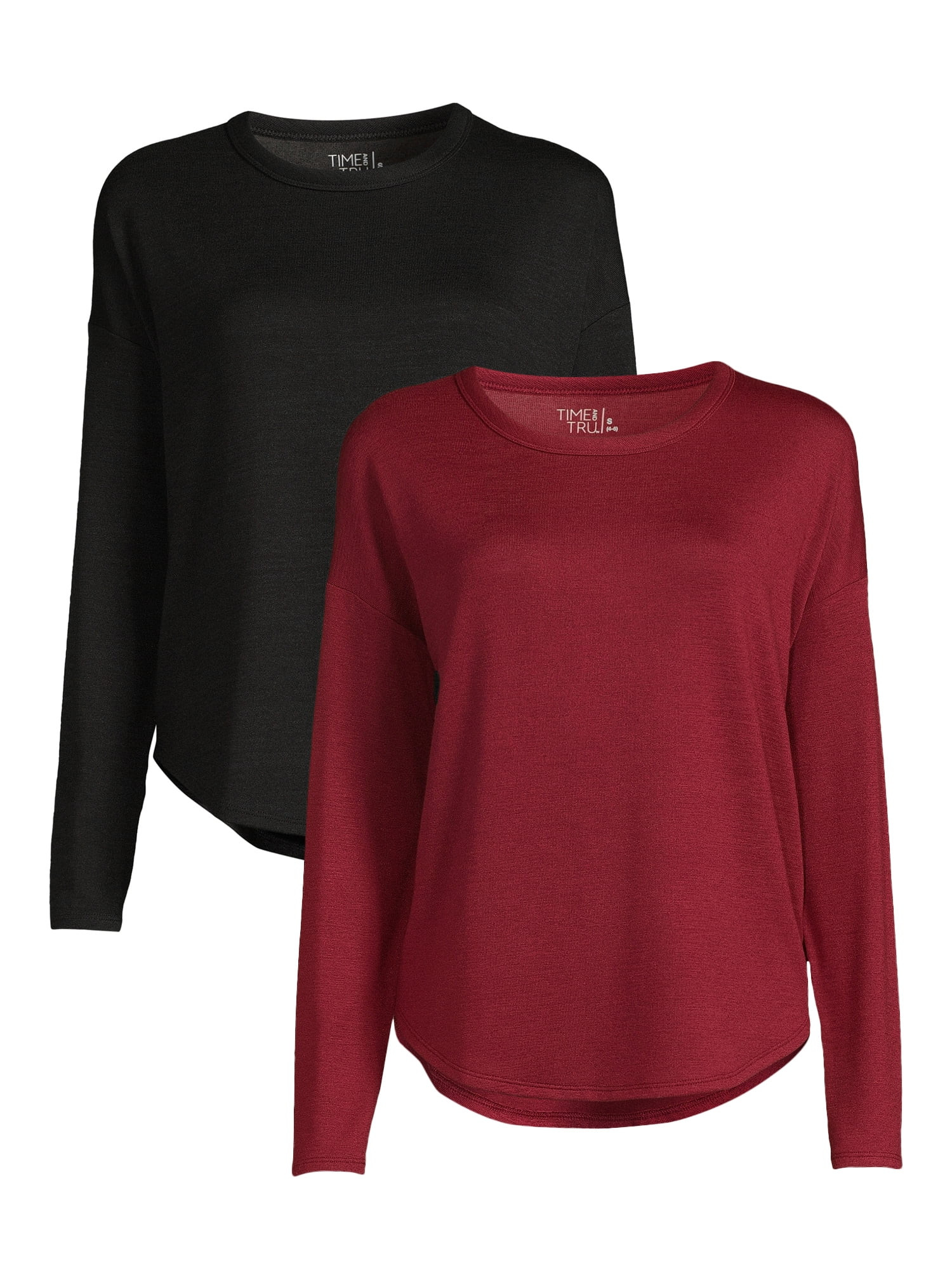 Time and Tru Women's Long Sleeve Hacci Top (2 Pack) - Walmart.com | Walmart (US)