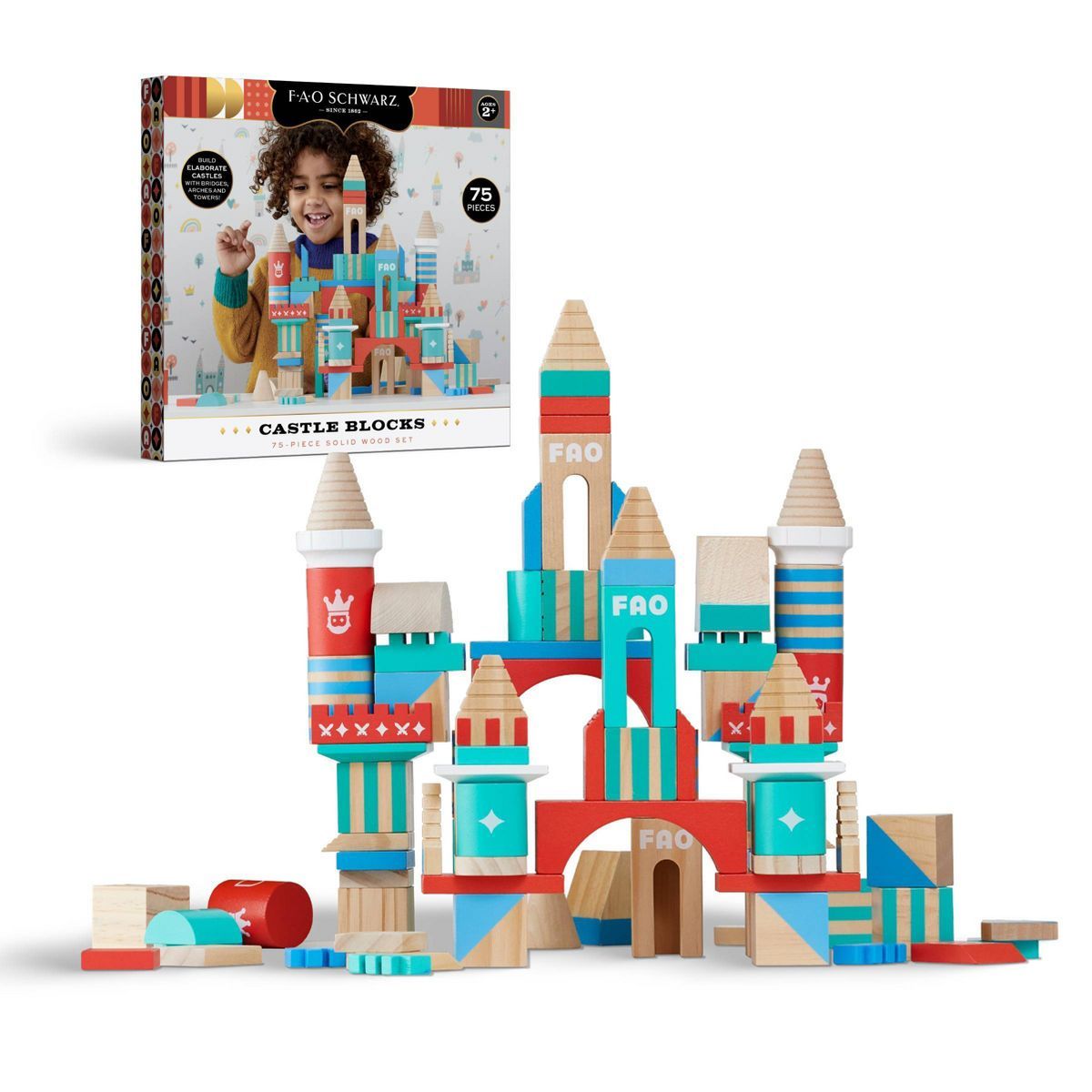 FAO Schwarz Toy Wood Castle Blocks 75pc Sprout | Target