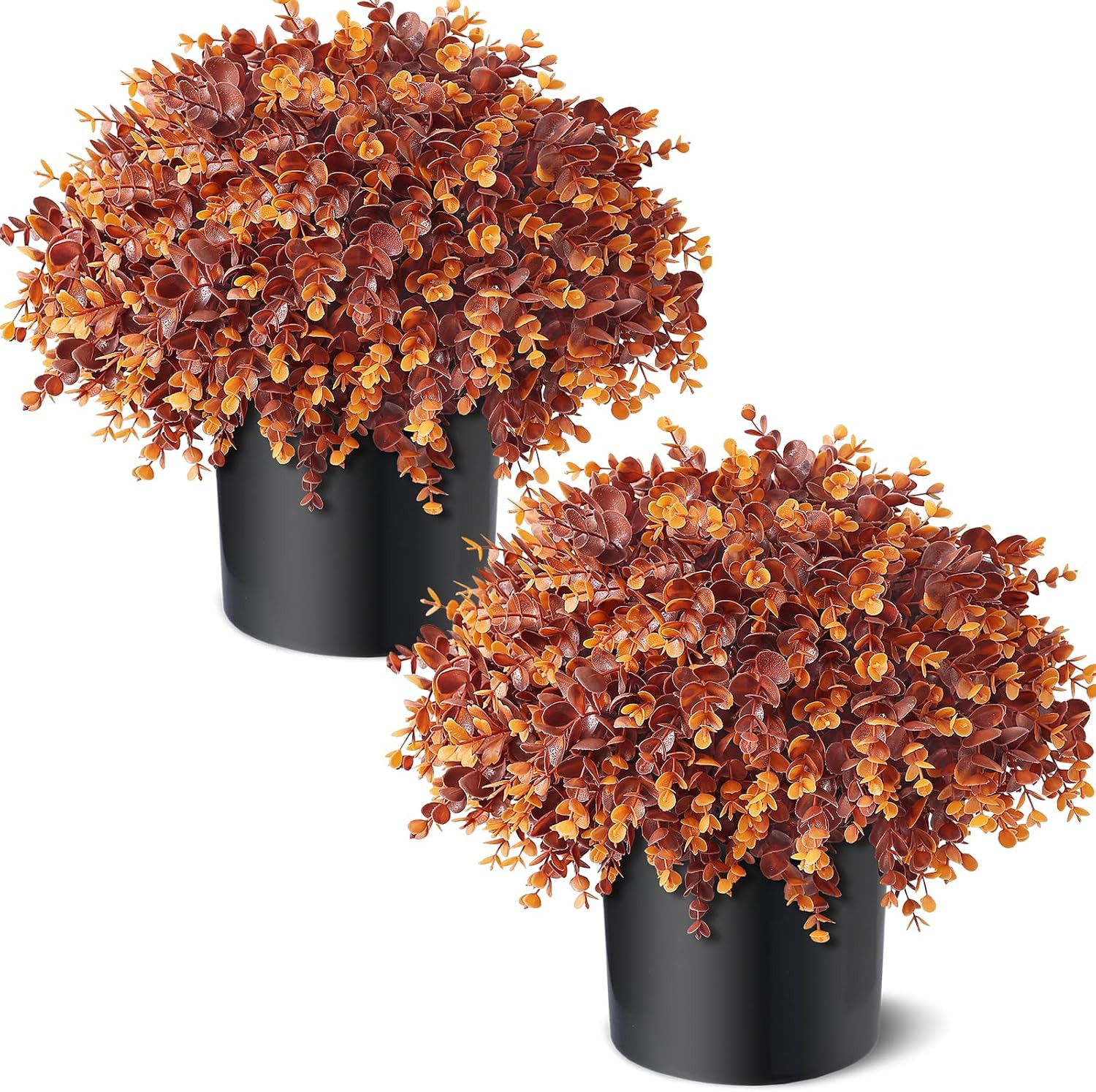 2Pcs 17" Artificial Fall Eucalyptus Topitary Ball Trees (Fall Orange) | Amazon (US)