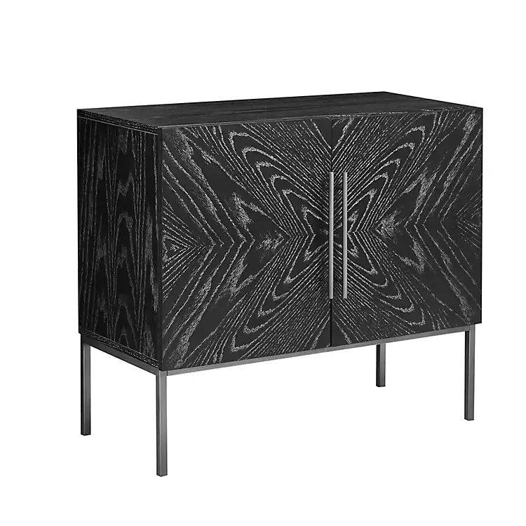 Black Wood and Silver Metal Cabinet | Kirkland's Home