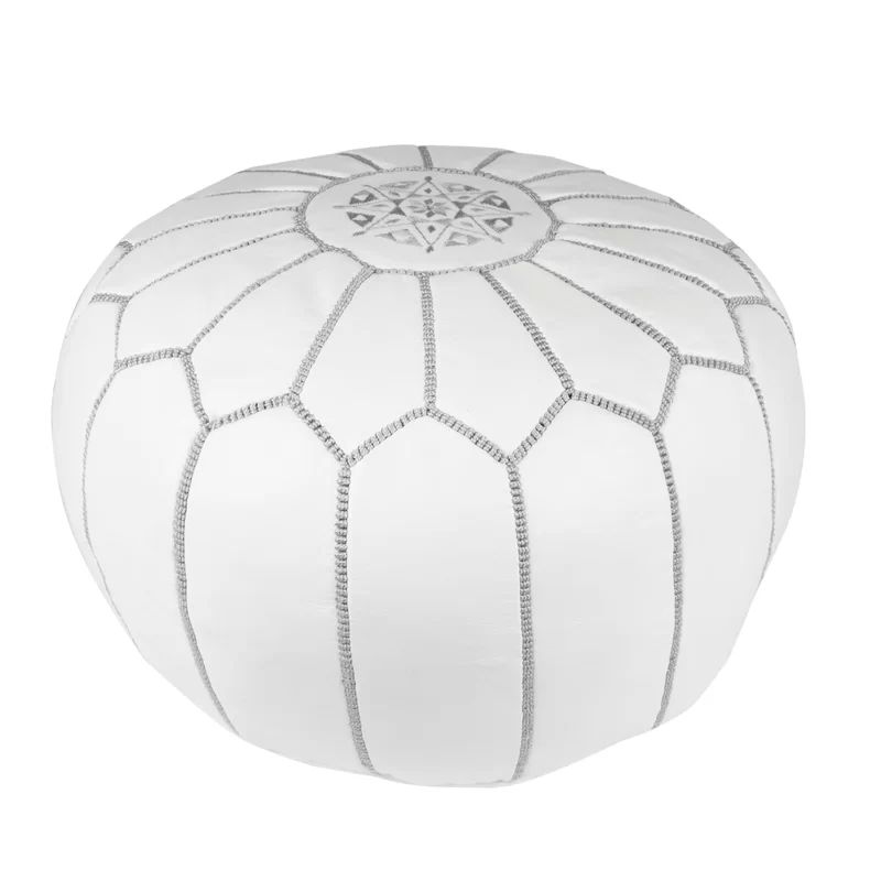 Moroccan Leather Pouf Upholstery: White on White | Wayfair North America