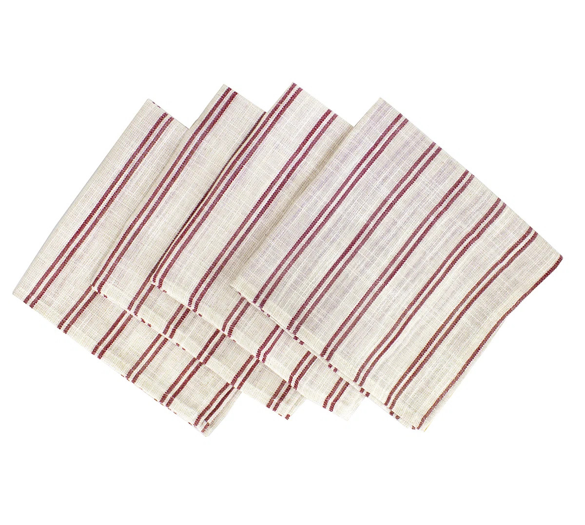 Beige-white Modern Striped Linen Blend Cloth Napkins, Set Of 4 | Wayfair North America
