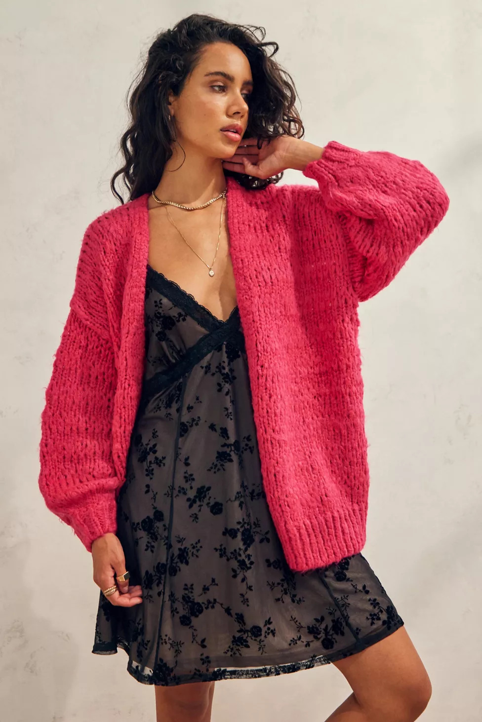 UO Chunky Knit Balloon Sleeve Cardigan | Urban Outfitters (US and RoW)