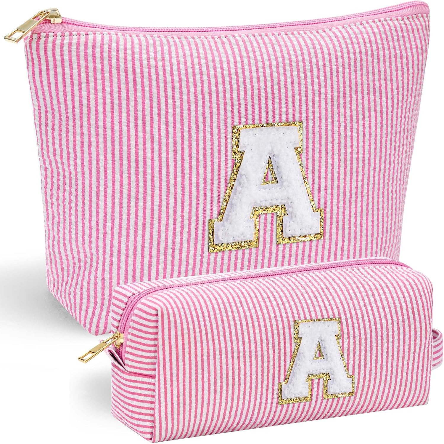 YOOLIFE Christmas Gifts for Girls | Personalized Initial Makeup Bag Pink Cosmetic Bag Travel Toil... | Amazon (US)