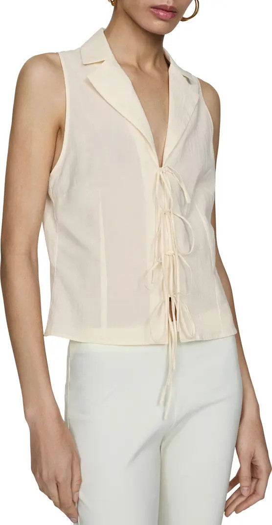 MANGO Sleeveless Cotton Tie Front Top | Nordstrom | Nordstrom