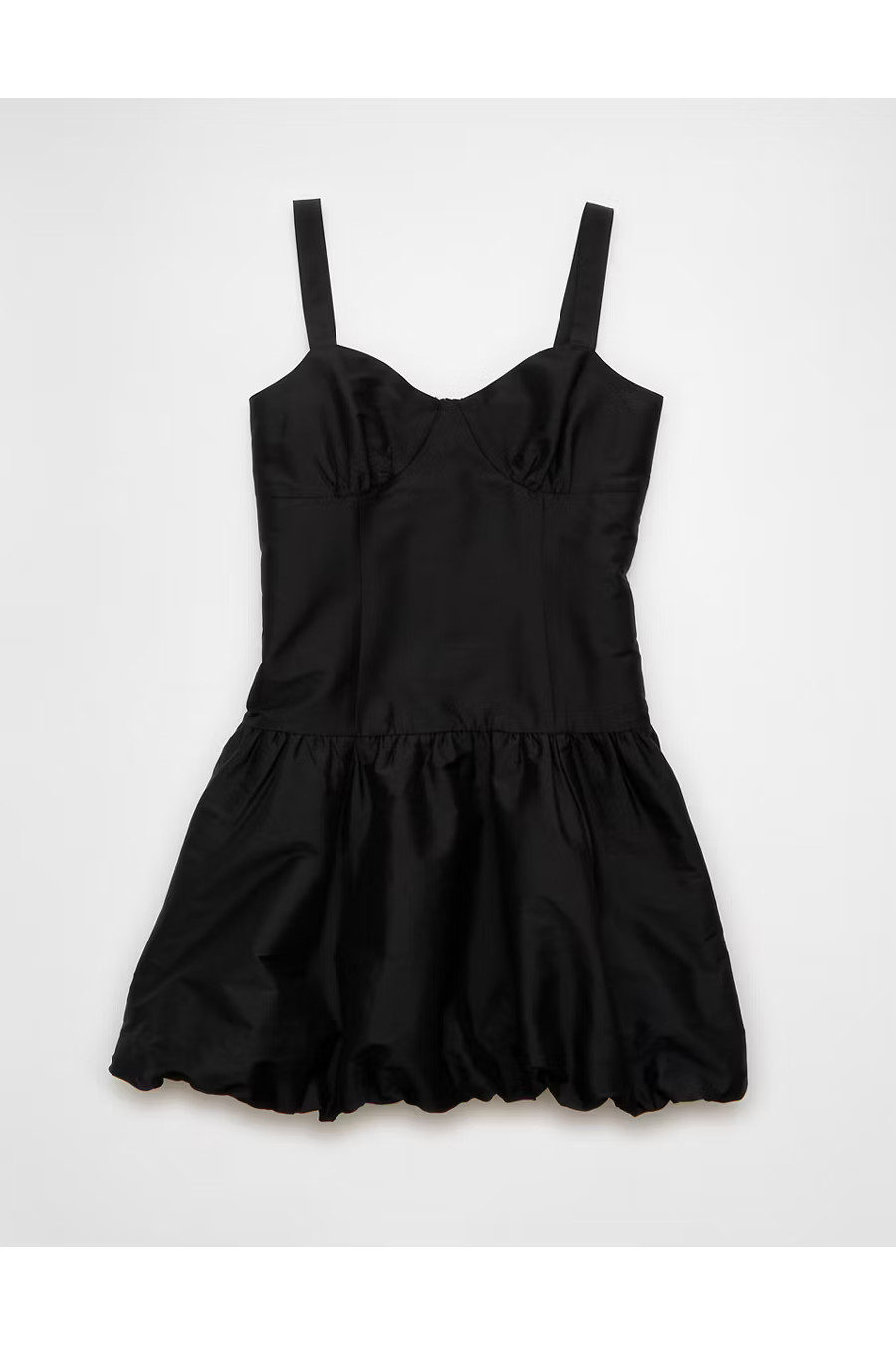 AE Corset Drop Waist Bubble Mini Dress Women's Black XXS | American Eagle Outfitters (US & CA)