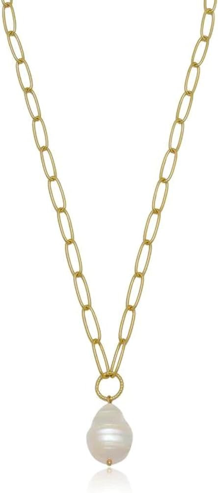 Ettika Gold Necklace. Pearl Necklace. Women Necklaces, Freshwater Pearl Pendant. 18K Gold Plated ... | Amazon (US)