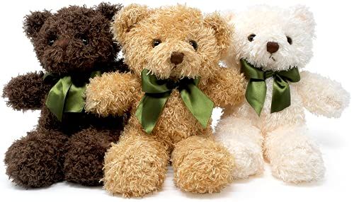 Fluffuns Teddy Bears - 9" - Cute Stuffed Animal in 3 Colors - 3-Pack of Stuffed Bears: Dark Brown... | Amazon (US)