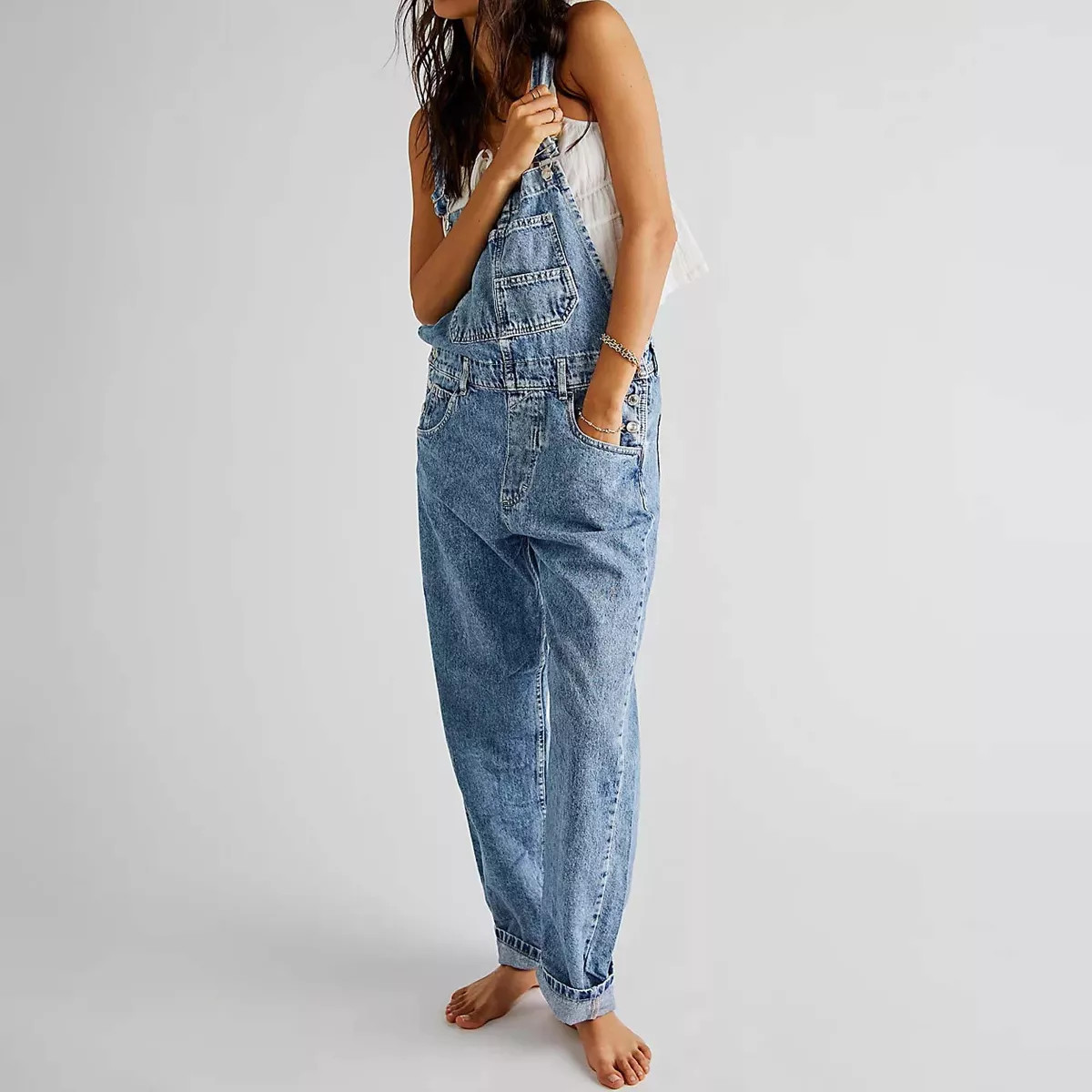 Women's Classic Denim Overalls – Relaxed Fit with Tapered Legs & Functional Pockets Cherie Code... | Target