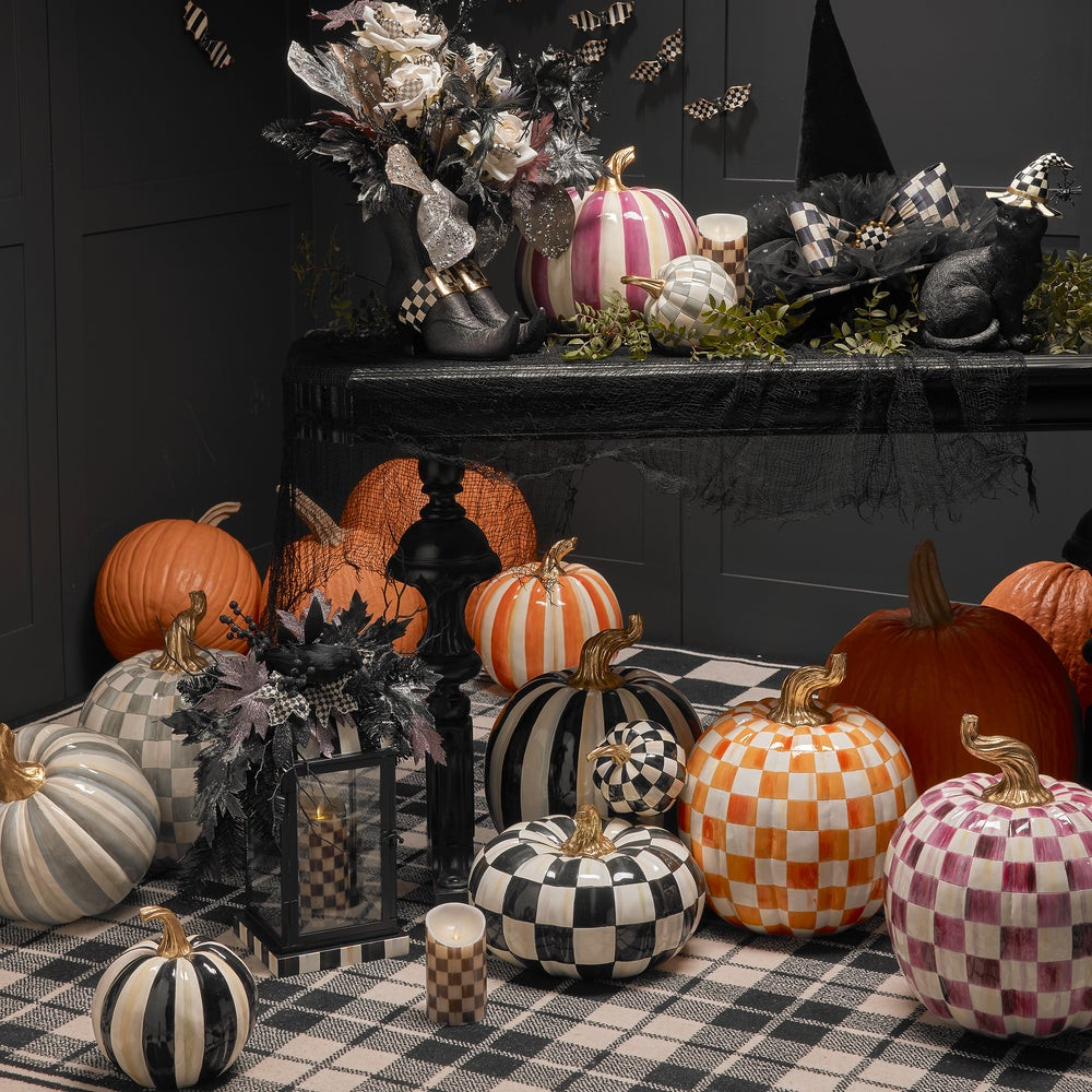 Courtly Check Squashed Glossy Medium Pumpkin | MacKenzie-Childs