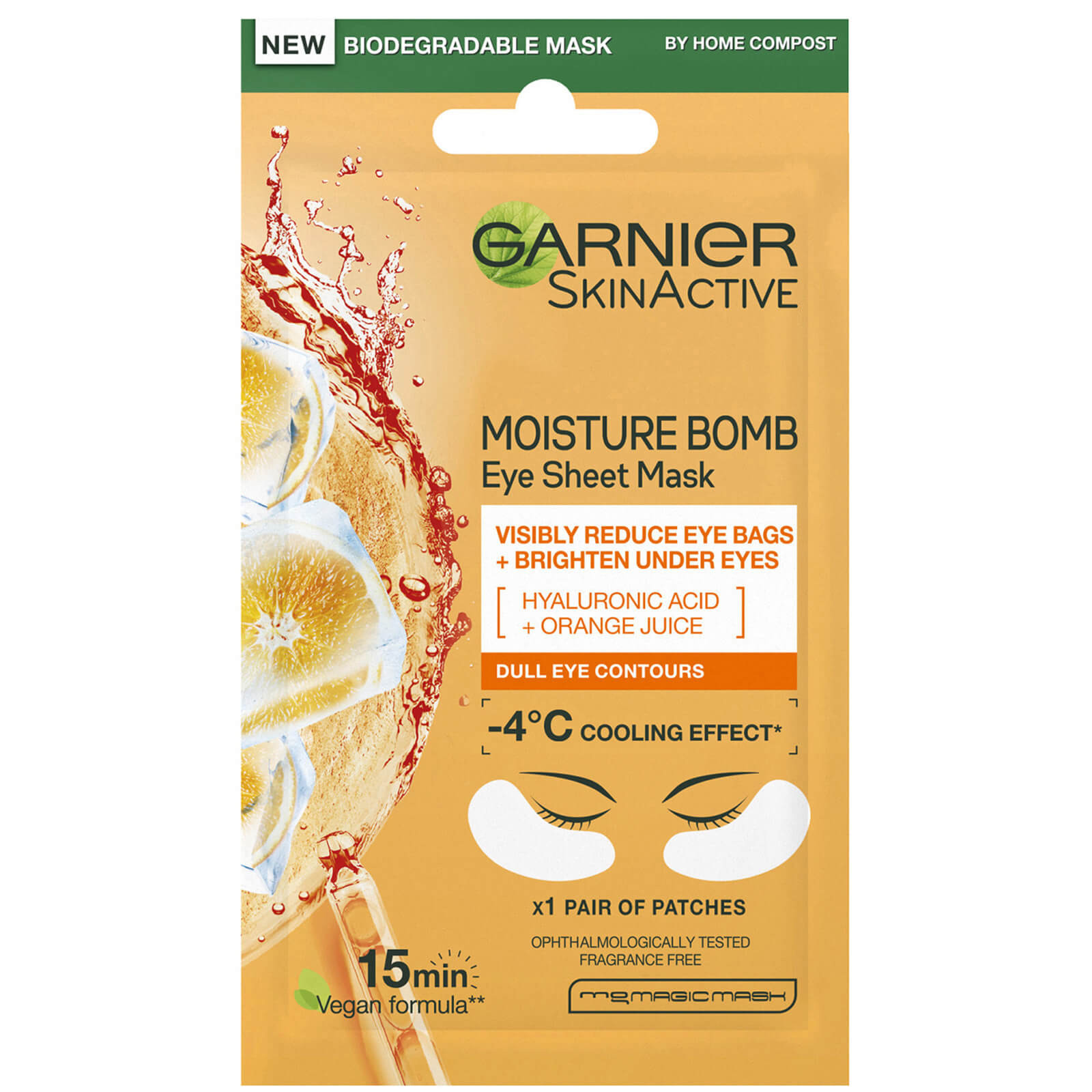 Garnier Hyaluronic Acid and Orange Juice Hydrating Brightening Eye Sheet Mask 6g | Look Fantastic (ROW)