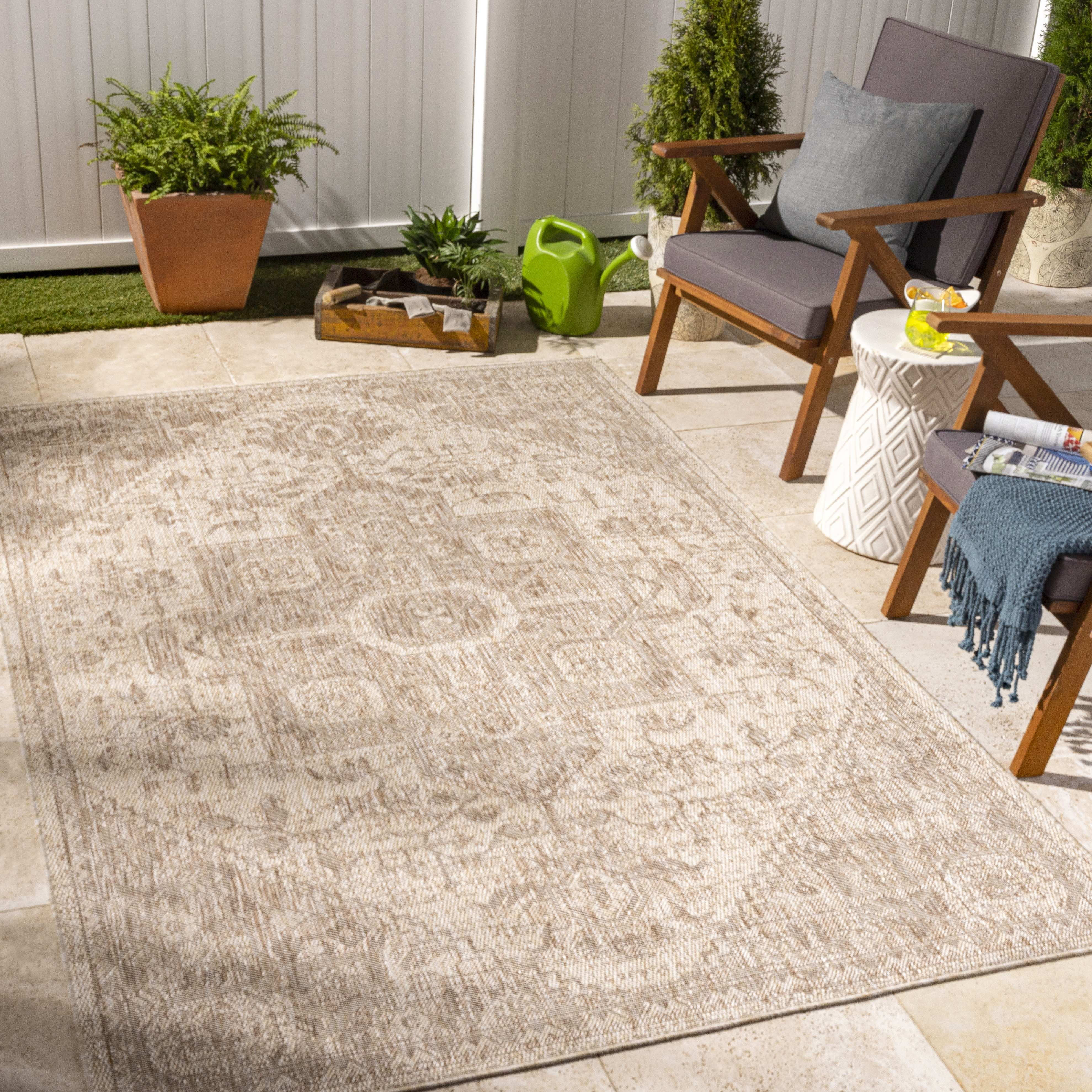 Mark&Day Outdoor Area Rugs, 5x7 Alvord Traditional Indoor/Outdoor Beige Area Rug (5'3" x 7') | Walmart (US)