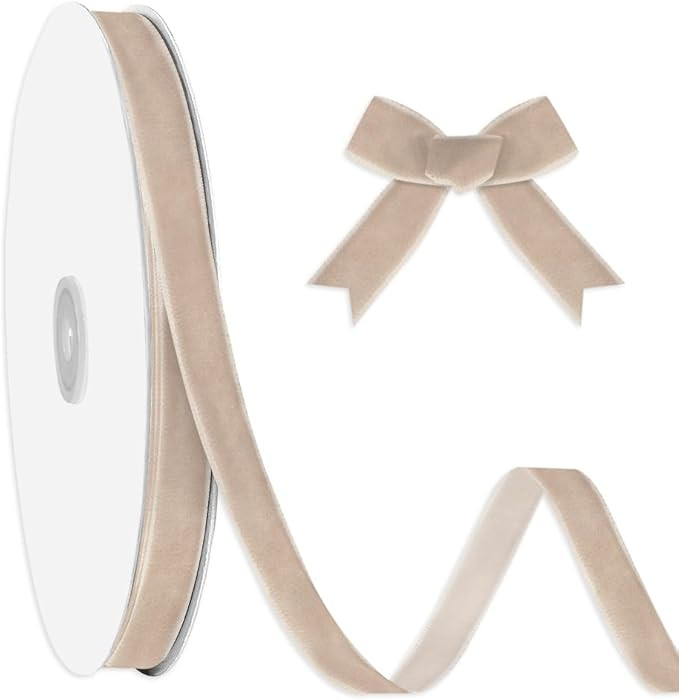 ABTOLS 3/8" X 25 Yards Camel Velvet Ribbon, Camel Solid Color Easter Single Face Velvet Ribbons f... | Amazon (US)