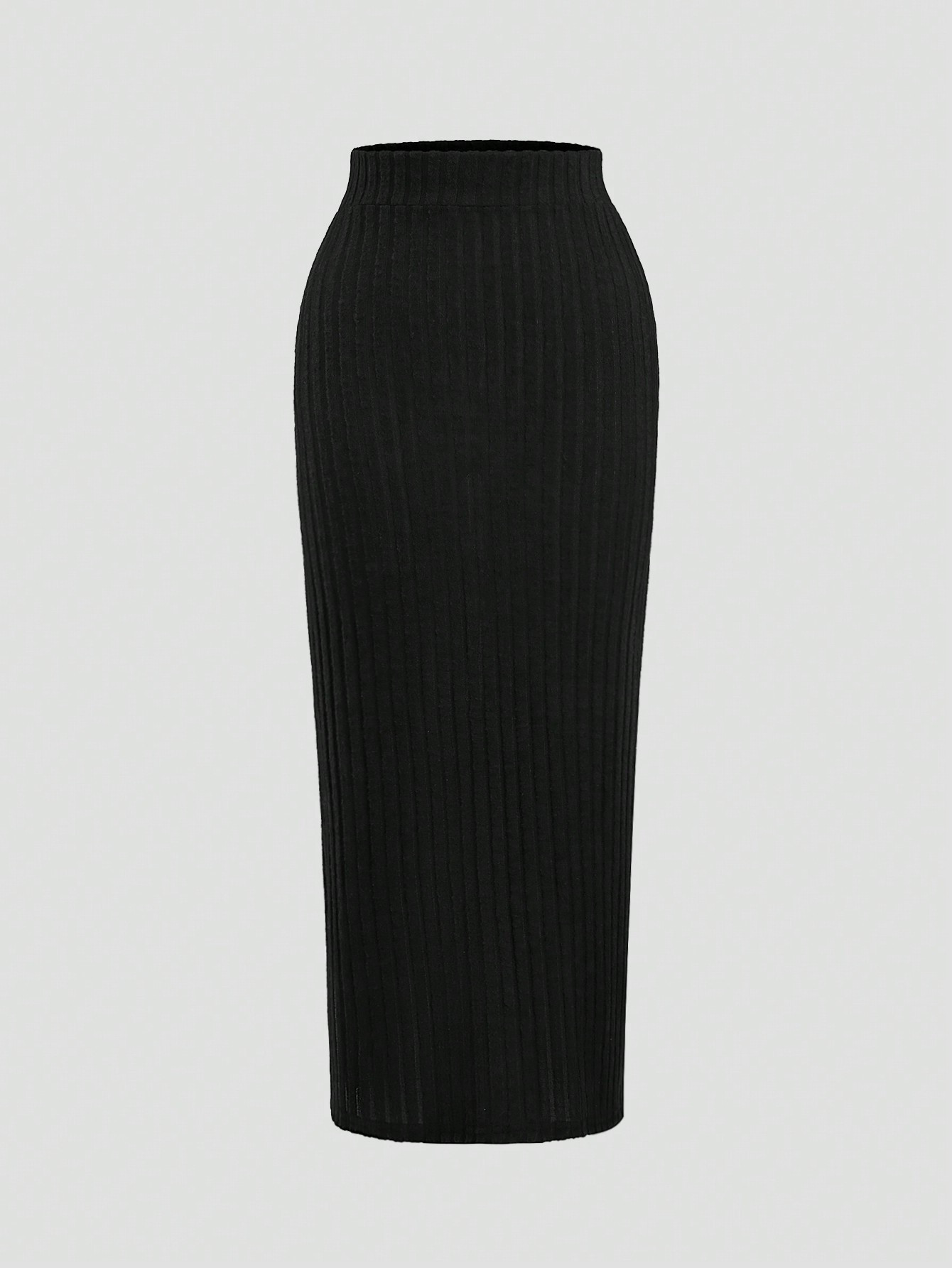 SHEIN MOOSTA Women's Solid Color Ribbed Knit Elegant A-Line Skirt Maxi Women Outfit | SHEIN