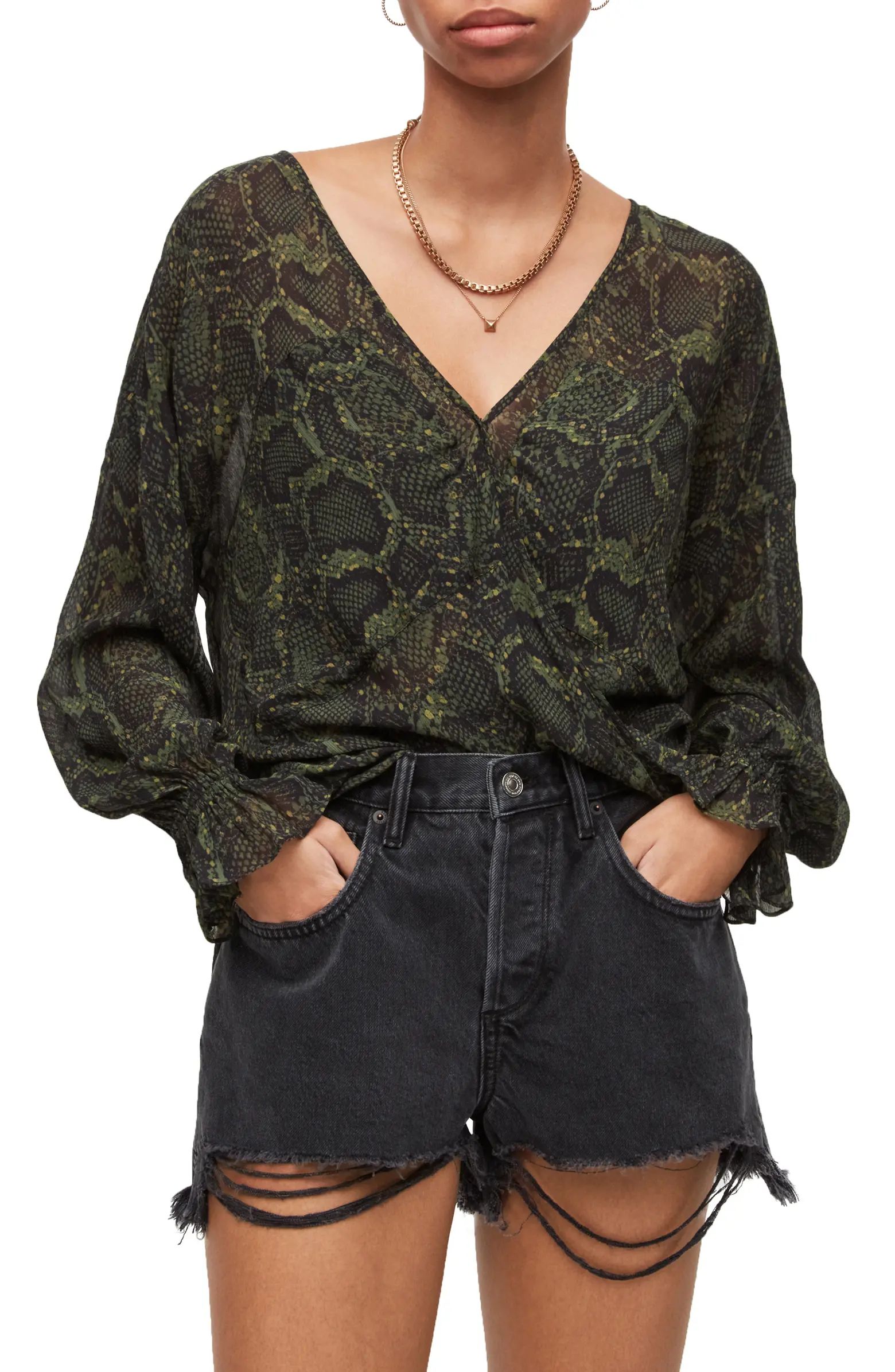 AllSaints Penny Tamora Long Sleeve High-Low Blouse | Nordstrom | Nordstrom Canada
