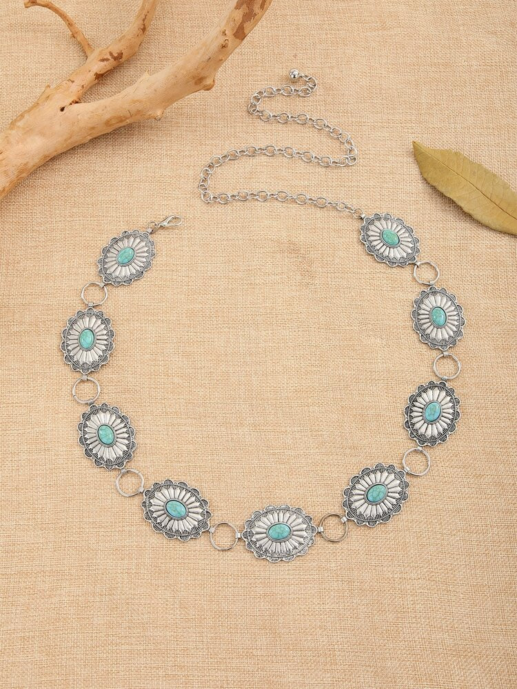 Turquoise Decor Chain Belt | SHEIN