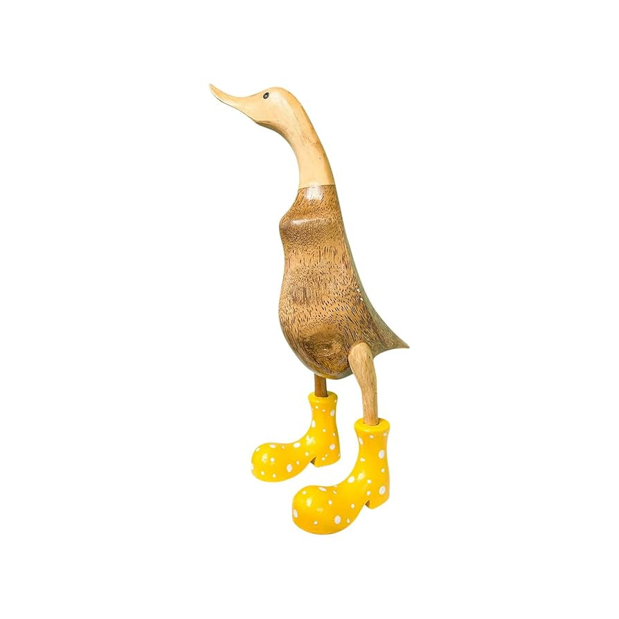 Wooden Crafted Duck Figurine with Spotty Wellies Funny Standing Duck Statues Decorative Resin Rai... | Amazon (US)
