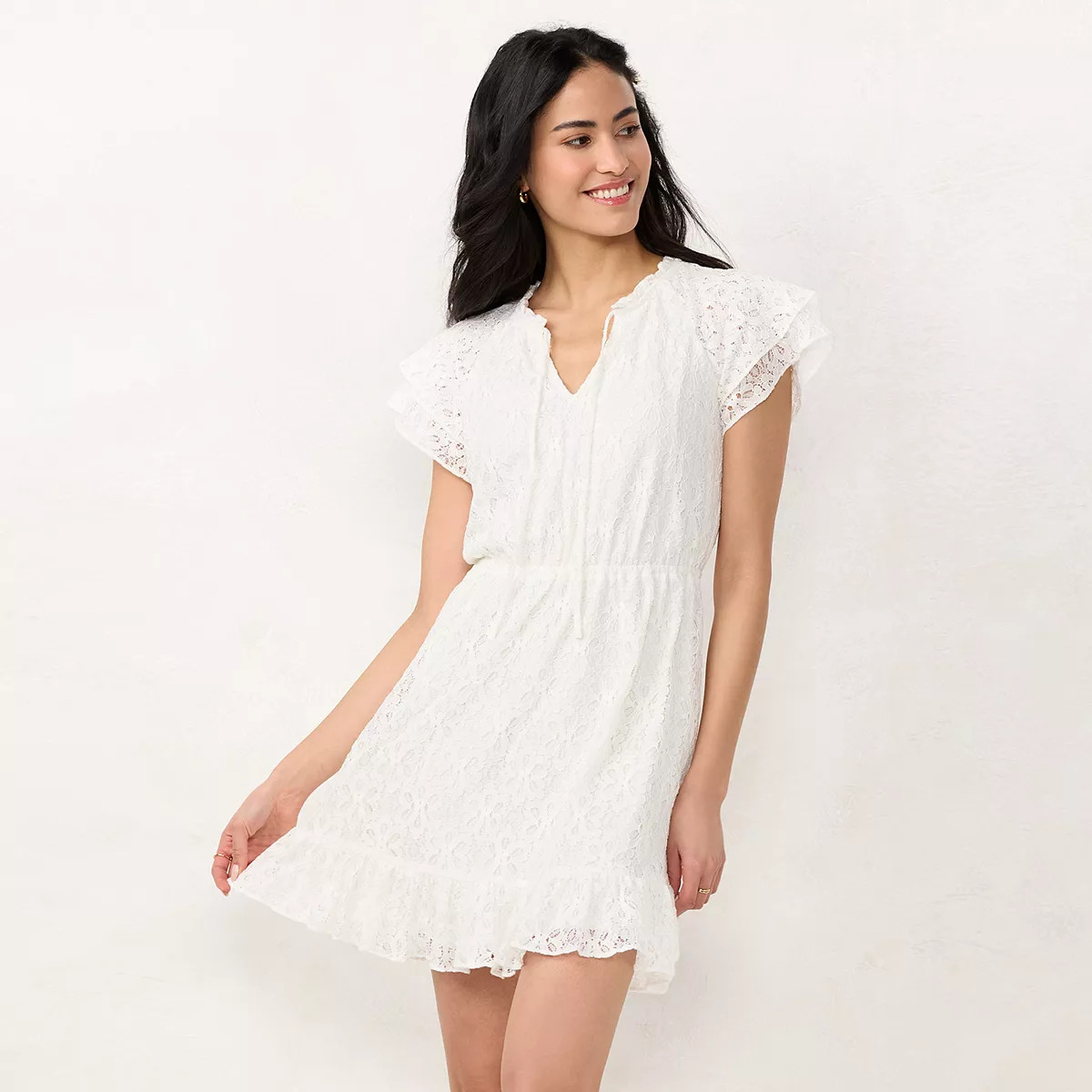 Women's LC Lauren Conrad Double Ruffle Sleeve Fit & Flare Dress | Kohl's