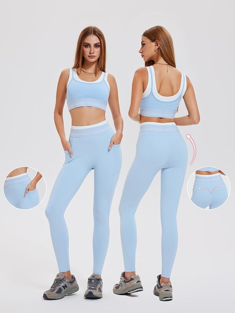 Airfree Womens Workout Sets 2 Piece Seamless Sport Bra Matching High Waist Leggings Gym Yoga Outf... | Amazon (US)