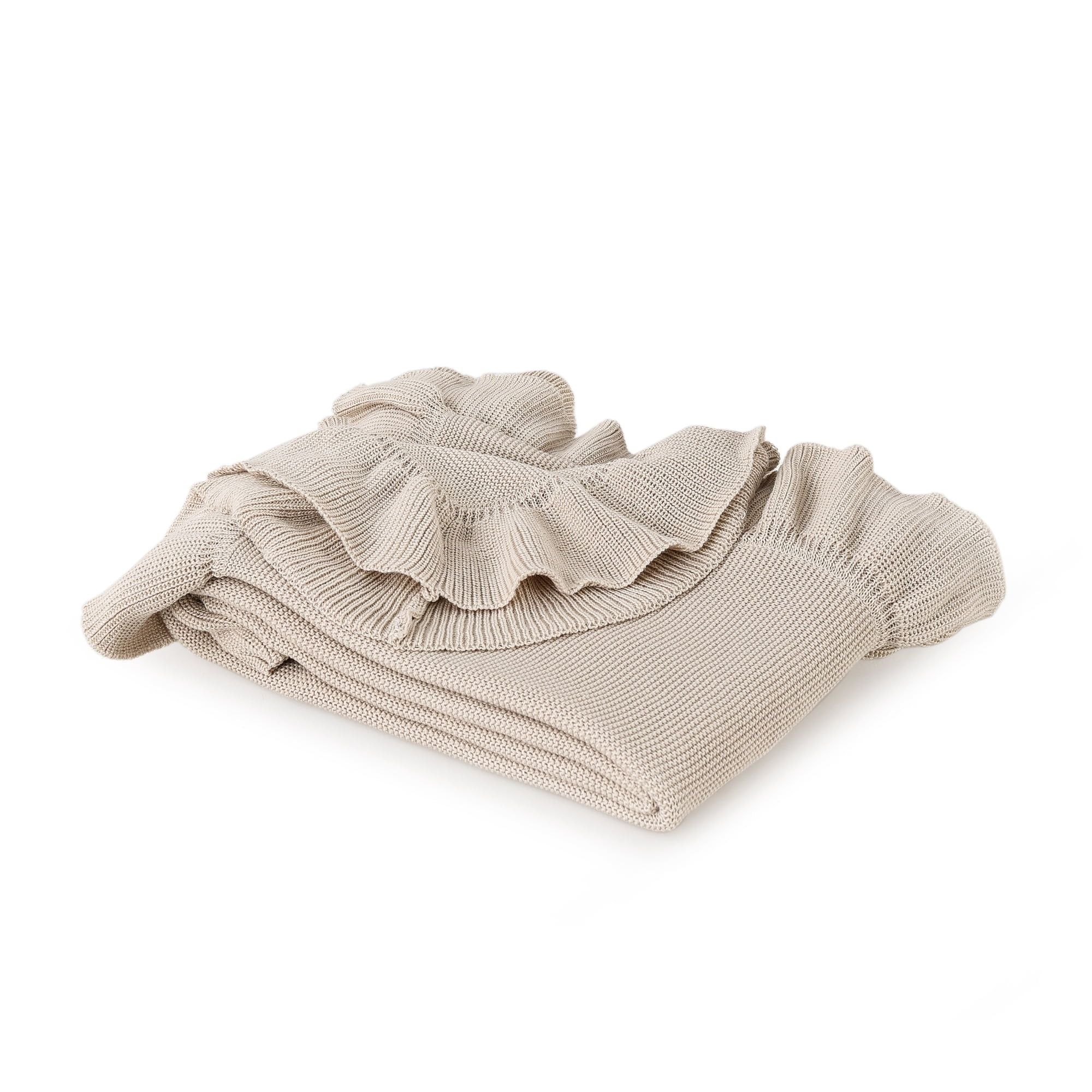 The Pioneer Woman Ruffle Knit Oversized Throw Blanket in Beige, 50” x 72” | Walmart (US)