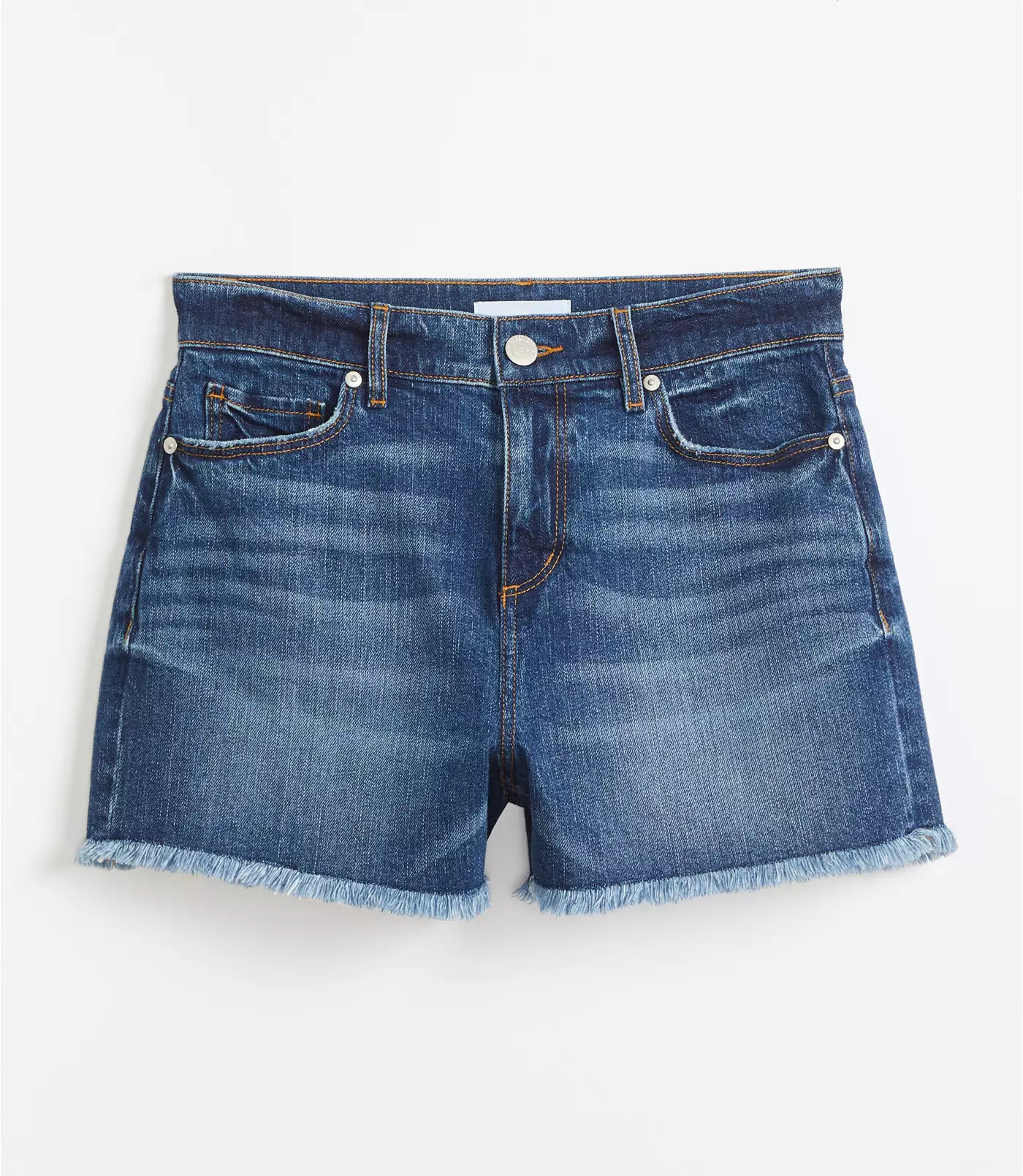 High Rise Cut Off Denim Shorts in Original Dark Indigo Wash | LOFT | LOFT