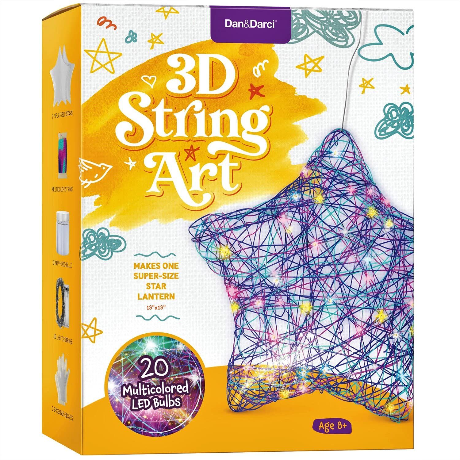 3D String Art Kit for Kids - Makes a Light-Up Star Lantern with 20 Multi-Colored LED Bulbs - Kids... | Amazon (US)