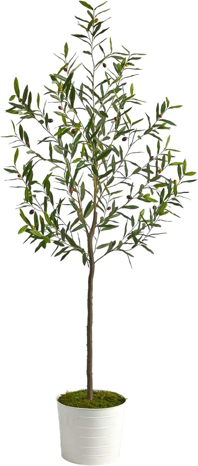 70in. Olive Artificial Tree in White Tin Planter | Amazon (US)
