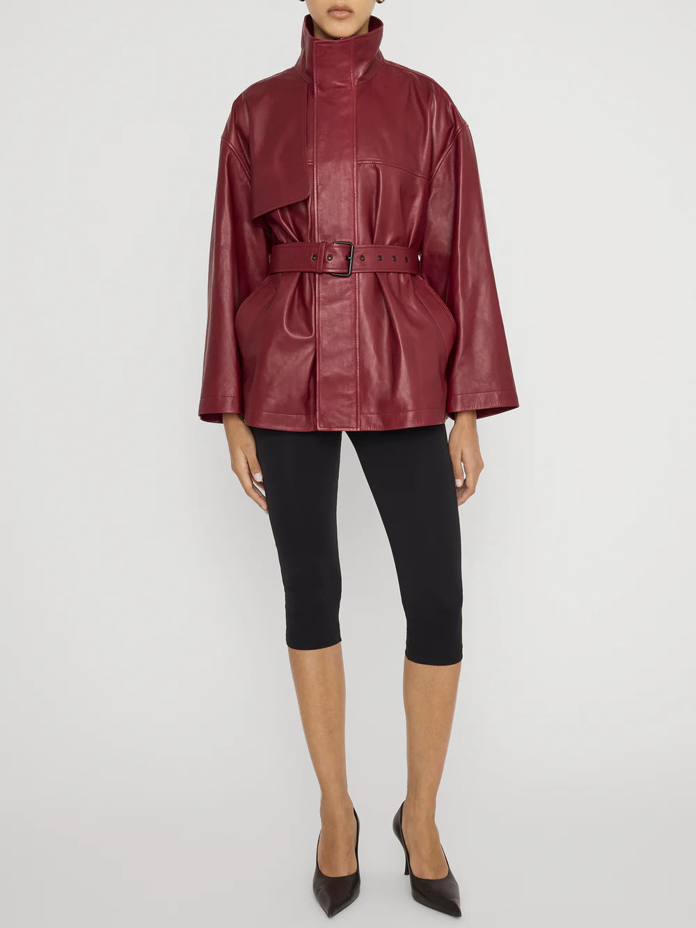The Alexandra Leather Trench -- Burgundy | Frame Denim