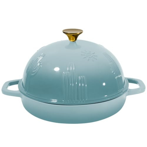 Flavehc Cast Iron Bread Oven With Cloche Lid for Baking - Blue Enameled Dutch Oven With Dome Lid for Sourdough - 5 qt | Amazon (US)