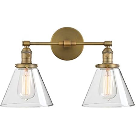 Permo Double Sconce Vintage Industrial Antique 2-Lights Wall Sconces with Funnel Flared Glass Clear  | Amazon (US)