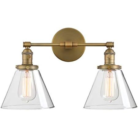 Permo Double Sconce Vintage Industrial Antique 2-Lights Wall Sconces with Funnel Flared Glass Clear  | Amazon (US)