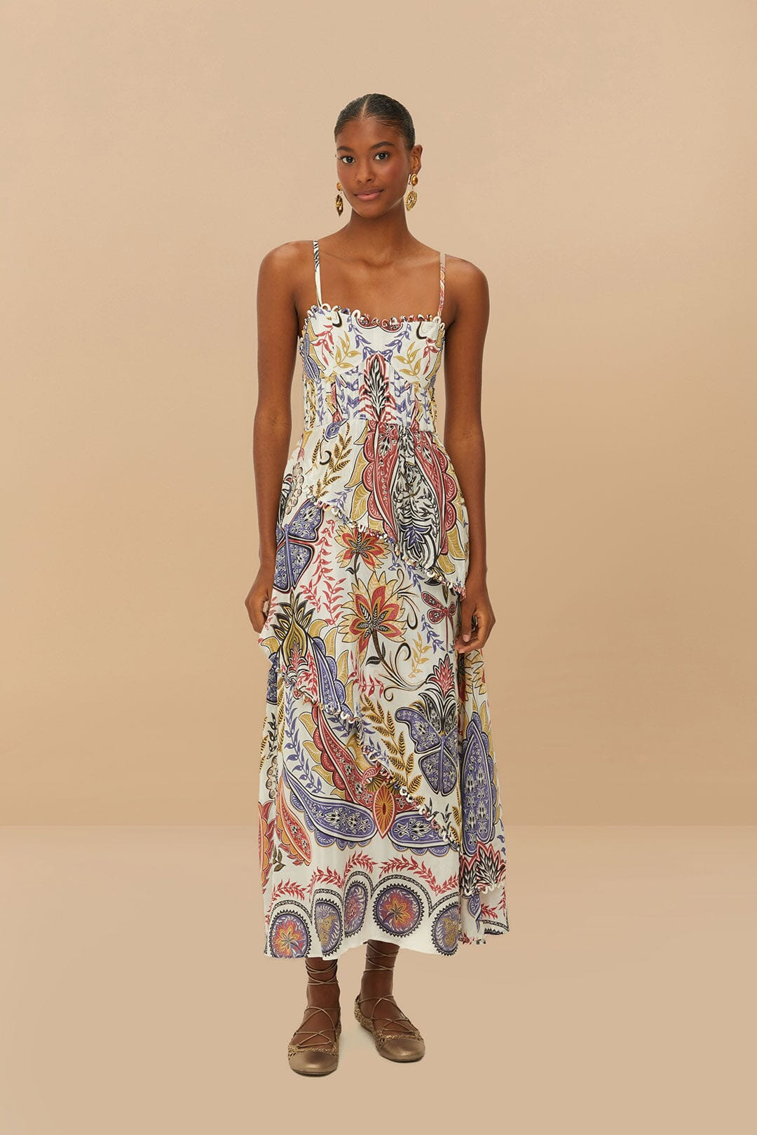 off-white boho glam loopy trim maxi dress | FarmRio (US)