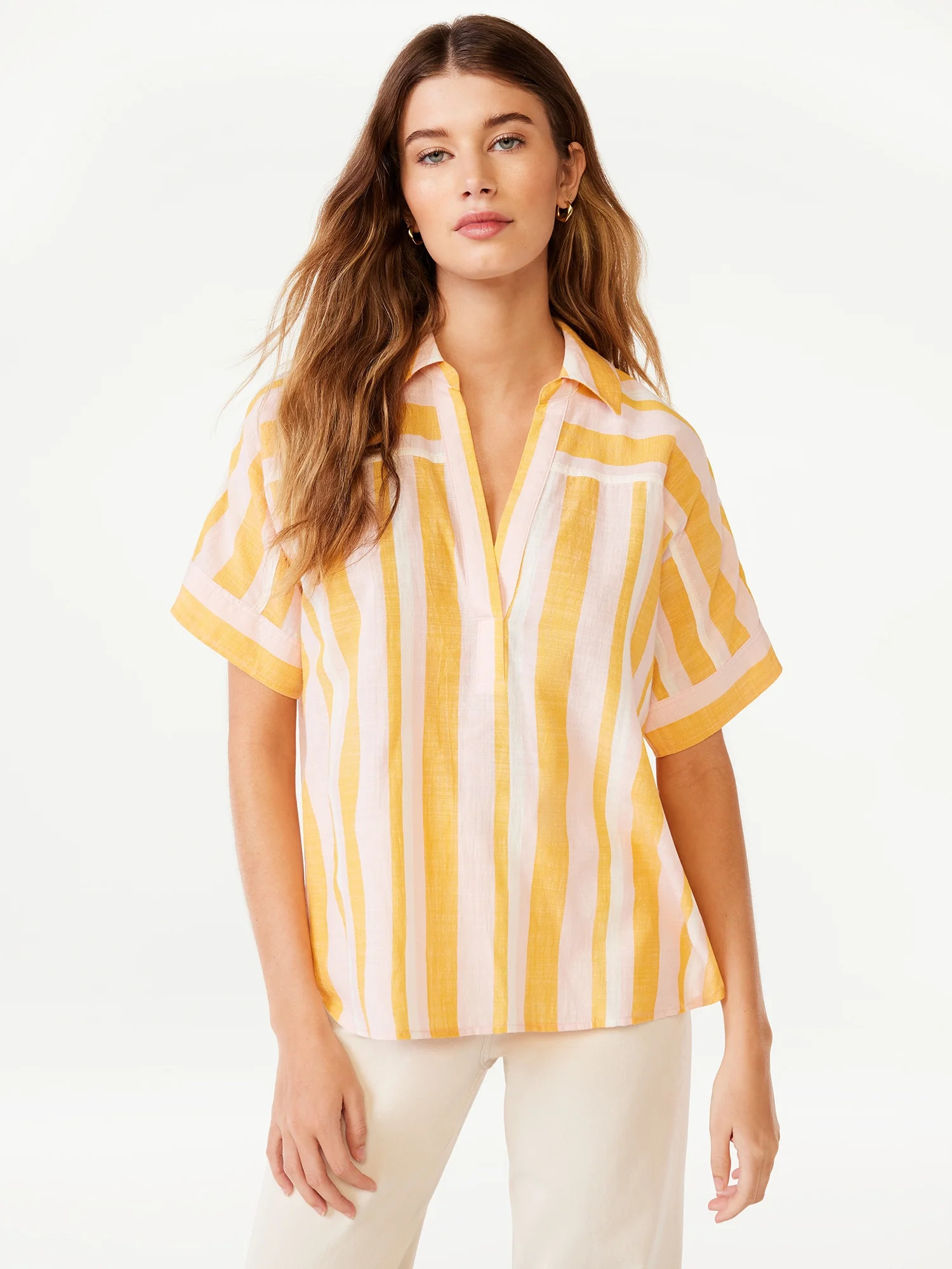 Free Assembly Women’s Oversized Tunic Top with Short Sleeves, Sizes XS-XXXL | Walmart (US)