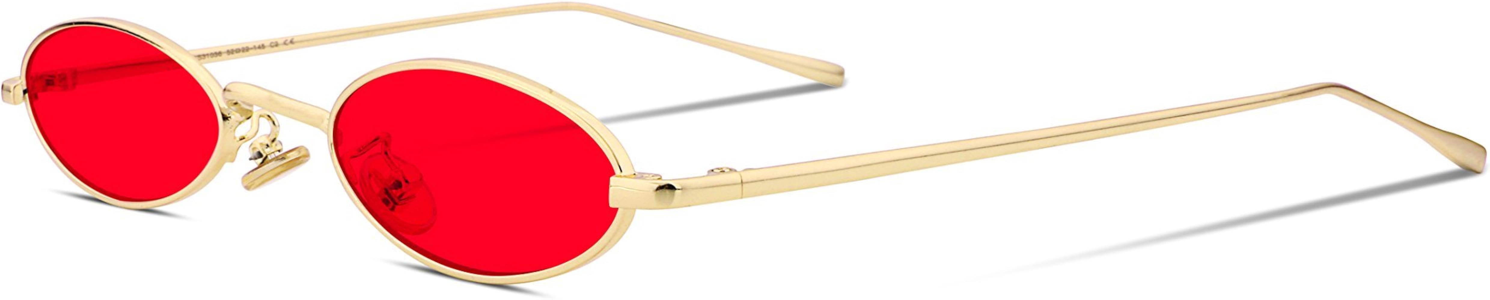 FEISEDY Vintage Small Sunglasses Oval Slender Metal Frame Candy Colors B2277 | Amazon (US)