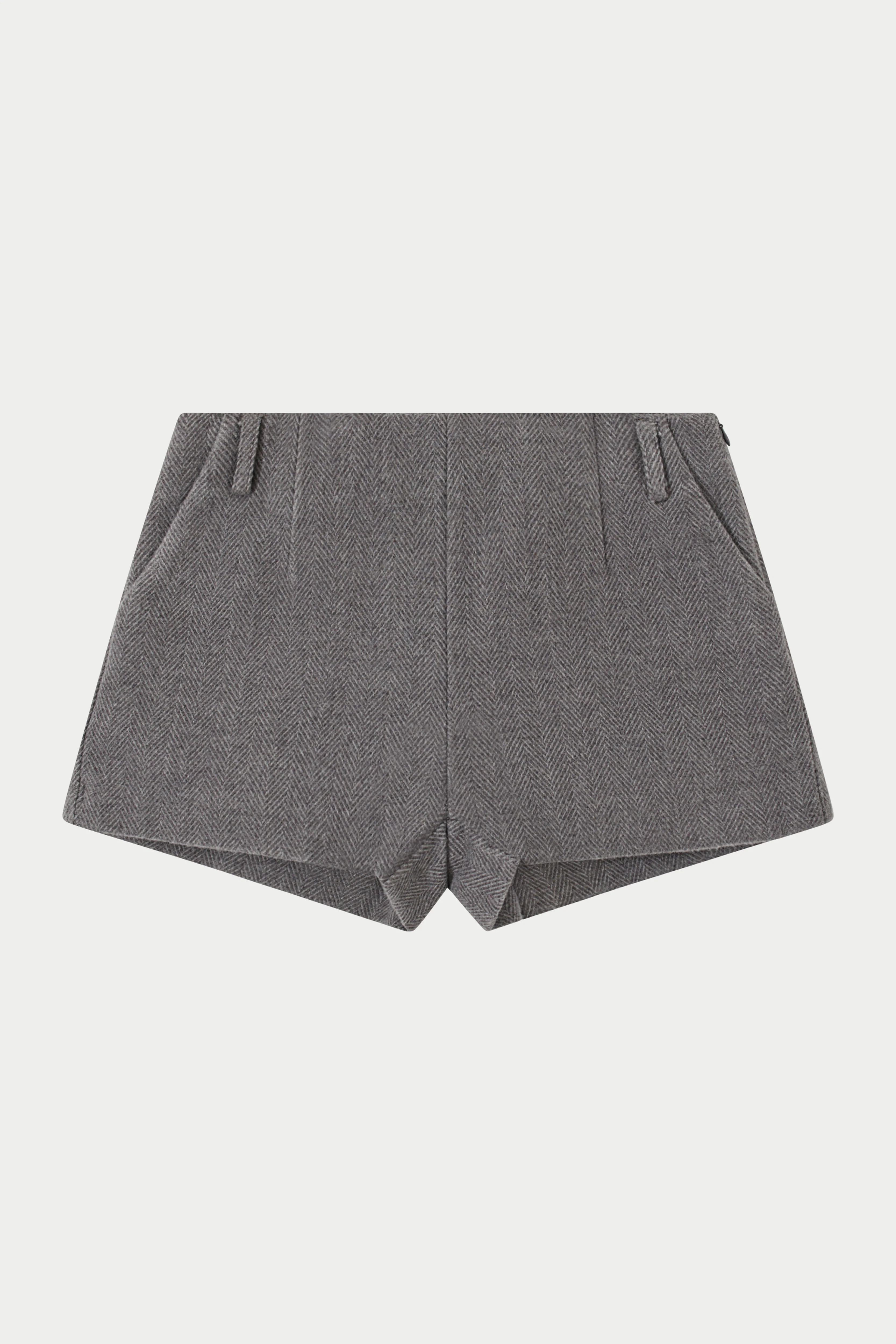 Herringbone Tailored Mini Shorts - Grey | The Couture Club