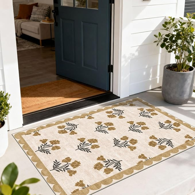 Floral Outdoor Rug - 28" x 43" Front Door Mat Indoor Outside Entrance Non-Slip Washable Outdoor M... | Amazon (US)