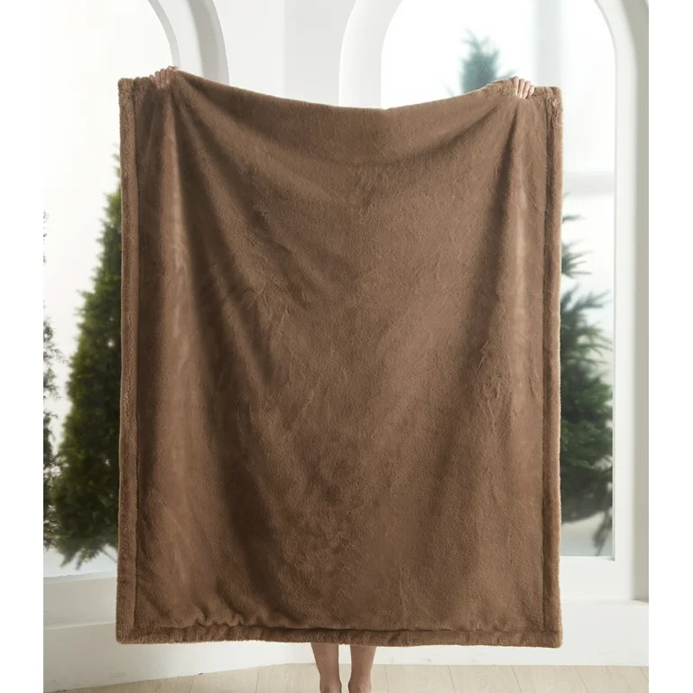 Cozy Haven Faux Fur Throw Blanket for Adults, Taupe, 50" x 72" | Walmart (US)