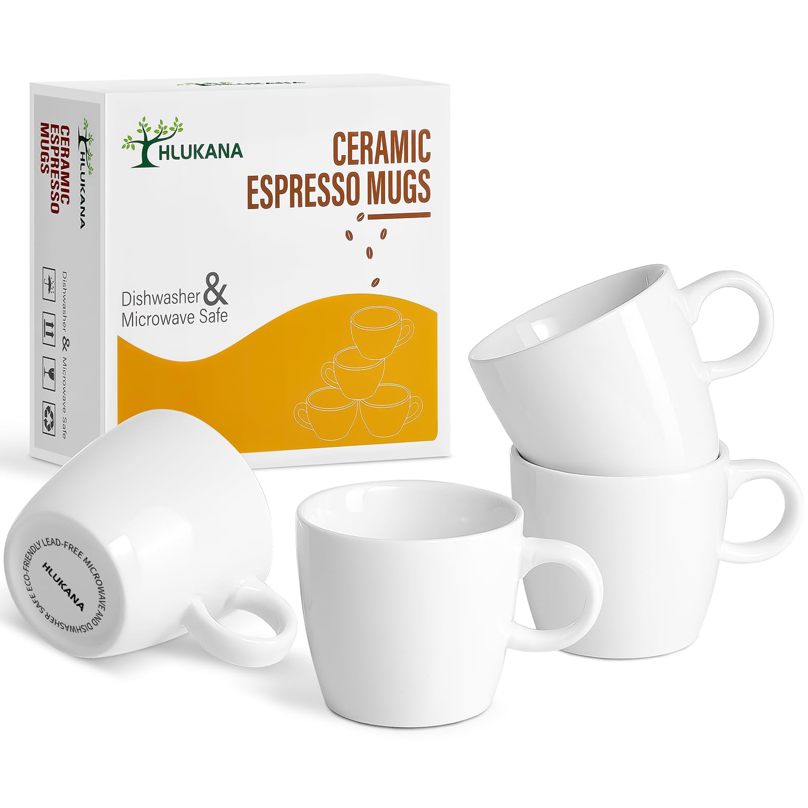 Porcelain Espresso Cups Set of 4, 3.5 oz Small Coffee Mugs, White Demitasse Cups Perfect for Espr... | Amazon (US)
