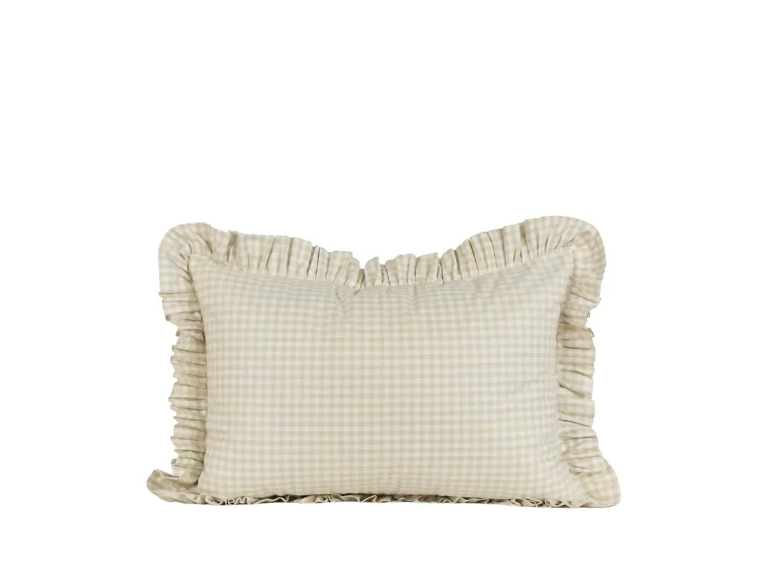 Gingham Ruffle Lumbar Pillow Cover: Handwoven Organic Kala Cotton | Etsy (US)