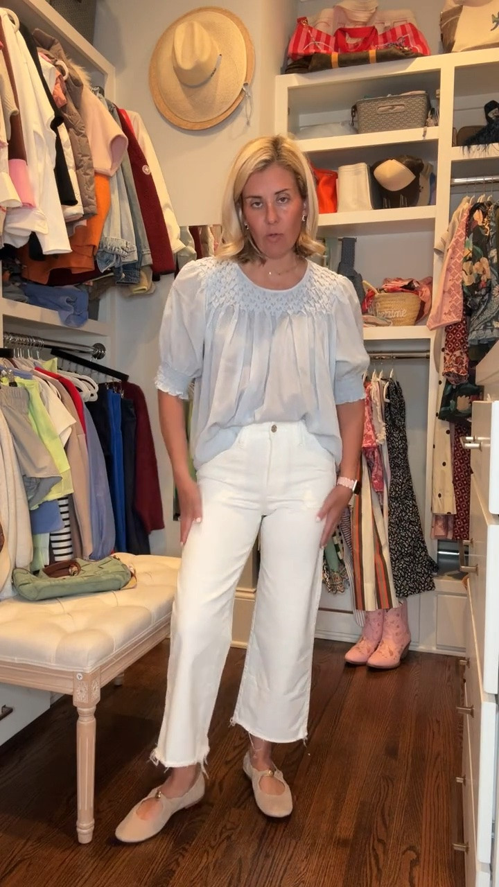 I think this should be our uniform…endless styling possibilities with a white top and jeans. 

Sizing:
Top - xs
Jeans - 26P
Mary Jane’s - 7.5 (1/2 size down)

#LTKdayinmylife #LTKSeasonal #LTKOver40