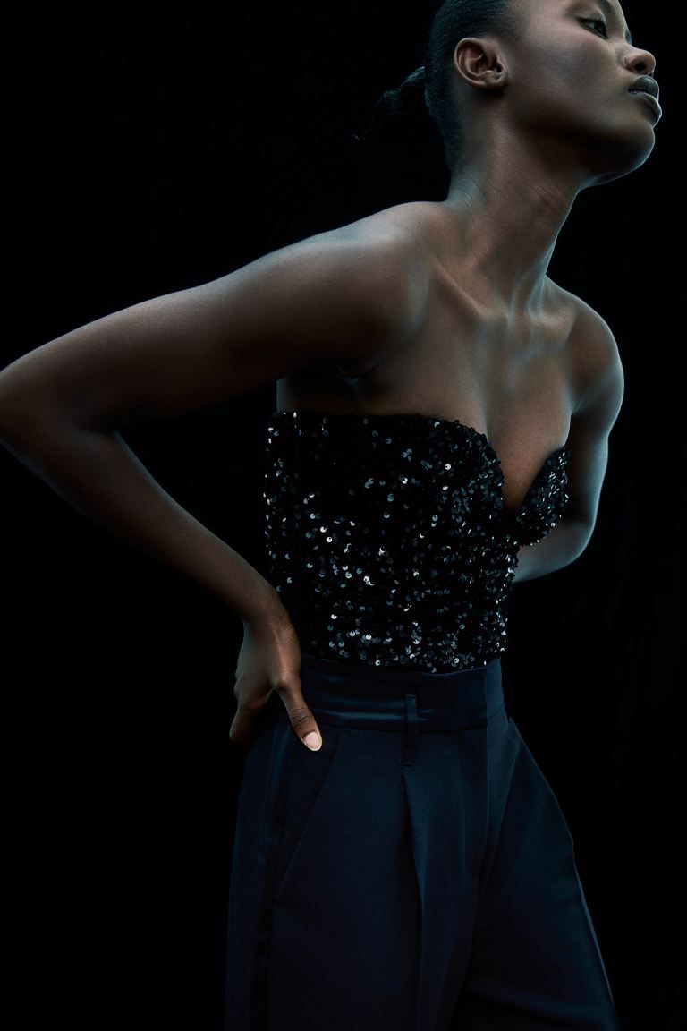 Sequined Thong Bodysuit - Black - Ladies | H&M US | H&M (US + CA)