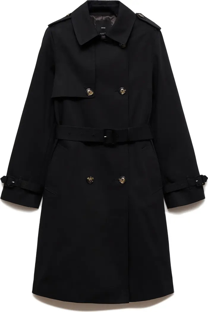 MANGO Classic Double Breasted Water Repellent Cotton Trench Coat | Nordstrom | Nordstrom