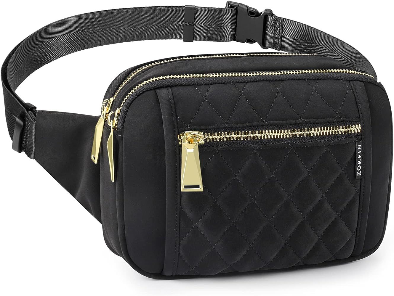 ZORFIN Fanny Packs for Women Men, Fashion Waist Pack Belt Bag with 5 Zipper Pockets Adjustable Be... | Amazon (US)