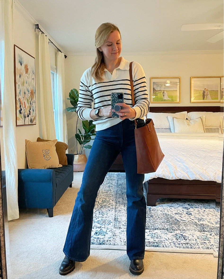 A Favorite outfit of the month 

Collared sweater is so cozy and soft!

Flared dark jeans

Wearing my normal size in everything 

#LTKSeasonal #LTKstyletip #LTKunder50